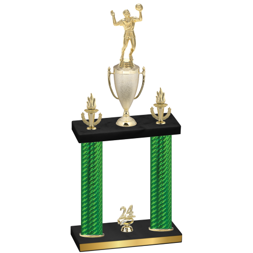 Double Green Carbon Fiber Year Volleyball Trophy