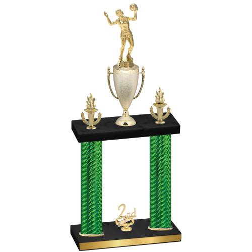 Double Green Carbon Fiber Second Place Volleyball Trophy