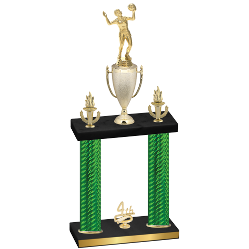 Double Green Carbon Fiber Fourth Place Volleyball Trophy