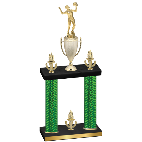Double Green Carbon Fiber Victory Volleyball Trophy
