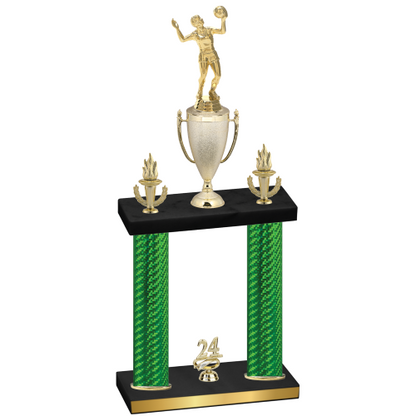Double Green Carbon Fiber Year Volleyball Trophy