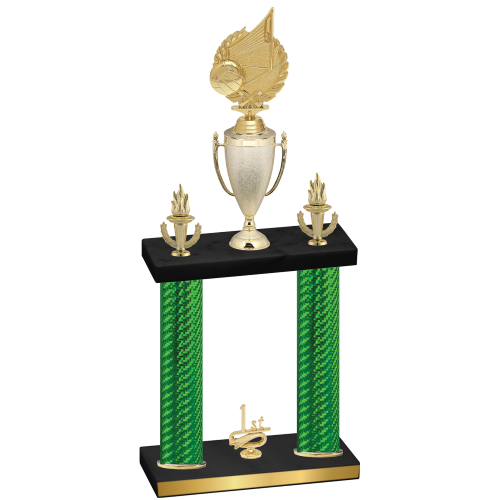 Double Green Carbon Fiber First Place Volleyball Trophy