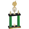 Double Green Carbon Fiber Fourth Place Volleyball Trophy