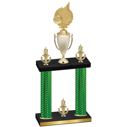 Double Green Carbon Fiber Victory Volleyball Trophy
