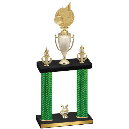 Double Green Carbon Fiber Year Volleyball Trophy