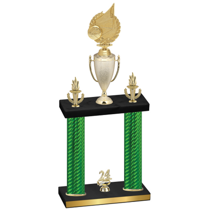 Double Green Carbon Fiber Year Volleyball Trophy