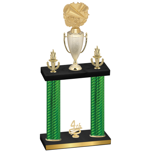 Double Green Carbon Fiber Fourth Place Cheerleading Trophy