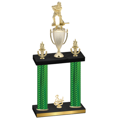 Double Green Carbon Fiber Third Place Hockey Trophy