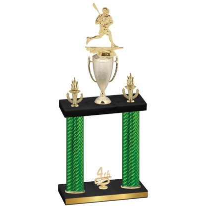 Double Green Carbon Fiber Fourth Place Lacrosse Trophy