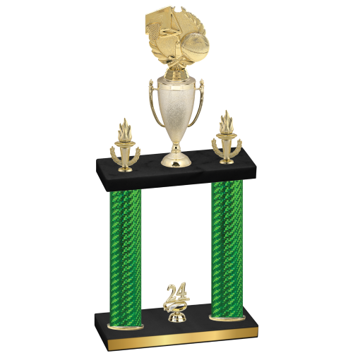 Double Green Carbon Fiber Year Basketball Trophy