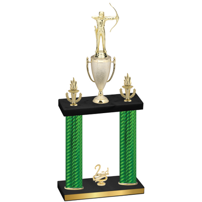 Double Green Carbon Fiber Second Place Archery Trophy