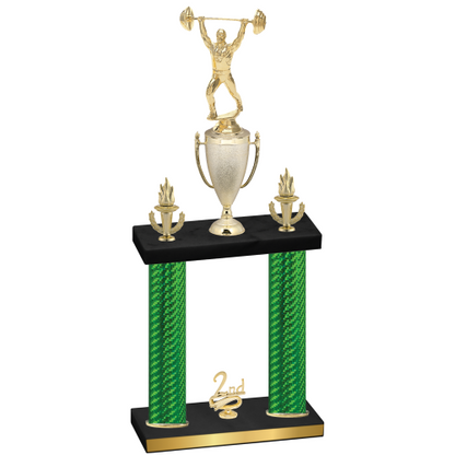 Double Green Carbon Fiber Second Place Weights Trophy