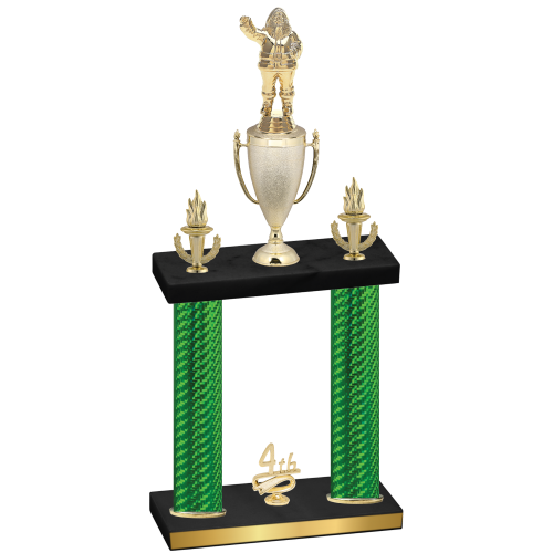 Double Green Carbon Fiber Fourth Place Holiday Trophy