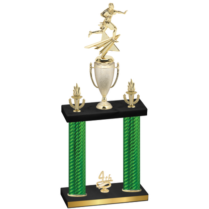 Double Green Carbon Fiber Fourth Place Flag Football Trophy