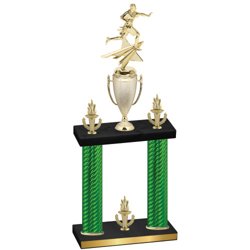 Double Green Carbon Fiber Victory Flag Football Trophy
