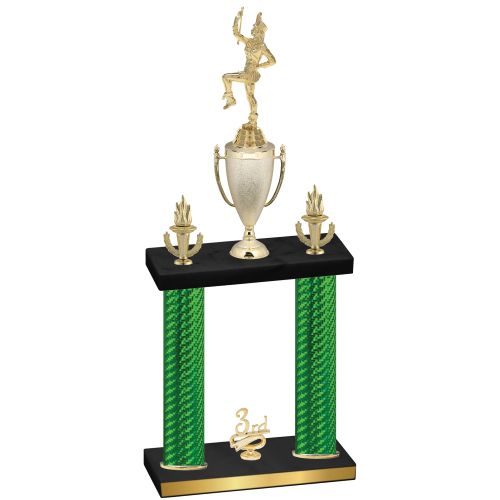 Double Green Carbon Fiber Third Place Majorette Trophy
