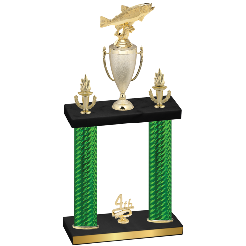 Double Green Carbon Fiber Fourth Place Fishing Trophy