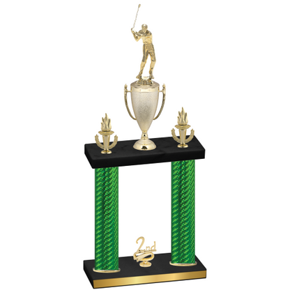 Double Green Carbon Fiber Second Place Golf Trophy
