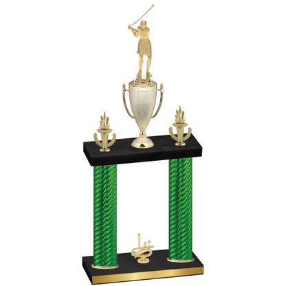 Double Green Carbon Fiber First Place Golf Trophy