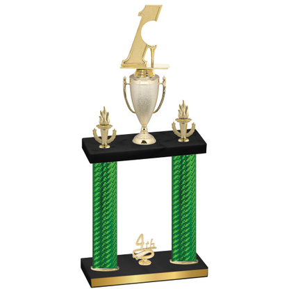 Double Green Carbon Fiber Fourth Place Golf Trophy