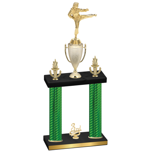Double Green Carbon Fiber Third Place Karate Trophy