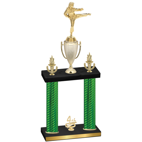 Double Green Carbon Fiber Fourth Place Karate Trophy