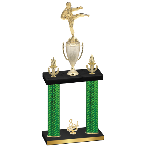Double Green Carbon Fiber Third Place Karate Trophy