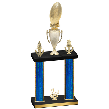 Double Blue Glacier Second Place Football Trophy