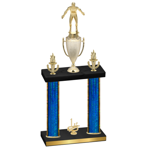 Double Blue Glacier First Place Wrestling Trophy