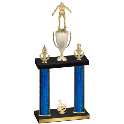 Double Blue Glacier Third Place Wrestling Trophy