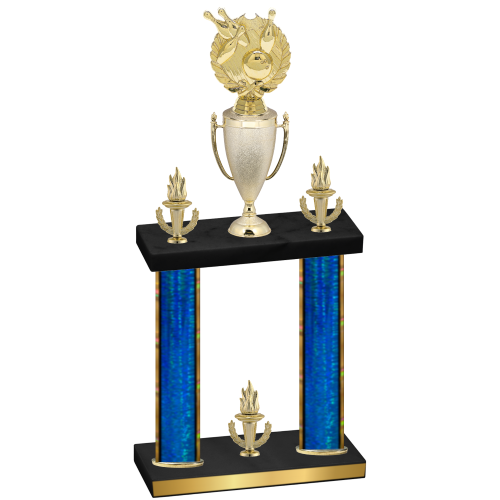 Double Blue Glacier Victory Bowling Trophy