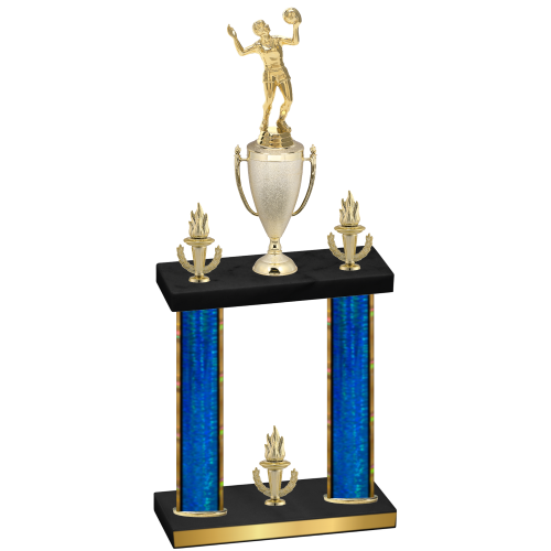 Double Blue Glacier Victory Volleyball Trophy