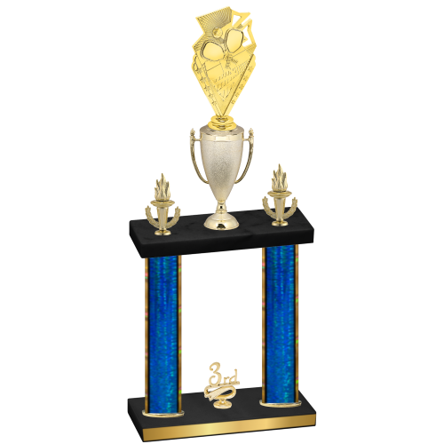 Double Blue Glacier Third Place Pickleball Trophy