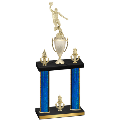 Double Blue Glacier Victory Basketball Trophy