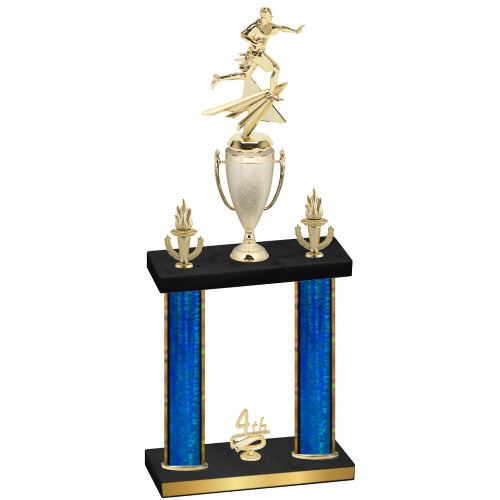 Double Blue Glacier Fourth Place Flag Football Trophy