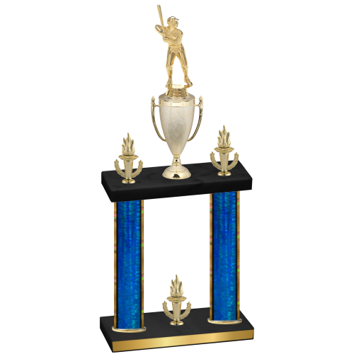 Double Blue Glacier Victory Baseball Trophy