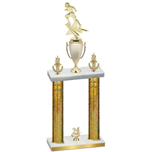 Double Gold Glacier Year Football Trophy