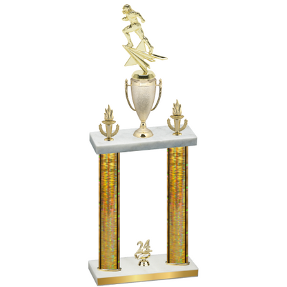 Double Gold Glacier Year Football Trophy