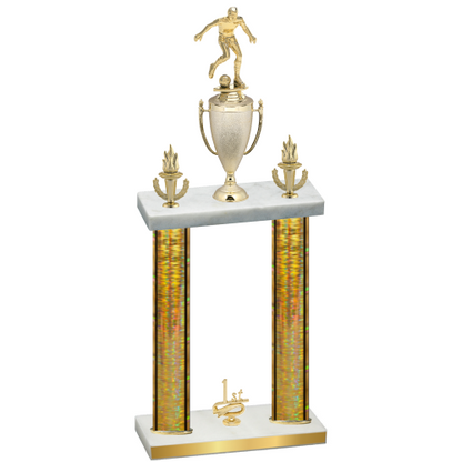 Double Gold Glacier First Place Soccer Trophy