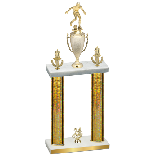 Double Gold Glacier Year Soccer Trophy