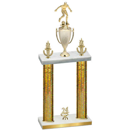 Double Gold Glacier Year Soccer Trophy