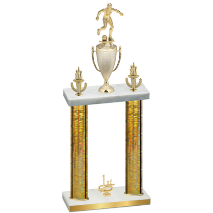 Double Gold Glacier First Place Soccer Trophy