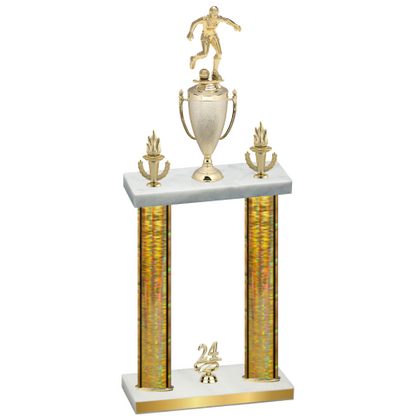 Double Gold Glacier Year Soccer Trophy