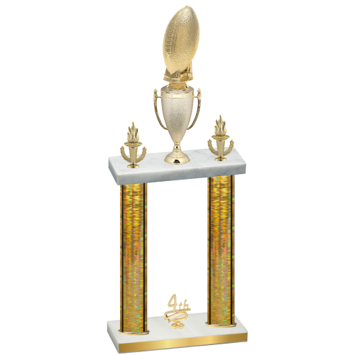 Double Gold Glacier Fourth Place Football Trophy
