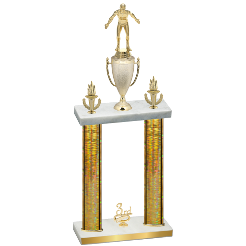Double Gold Glacier Third Place Wrestling Trophy