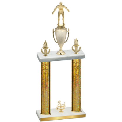 Double Gold Glacier Third Place Wrestling Trophy