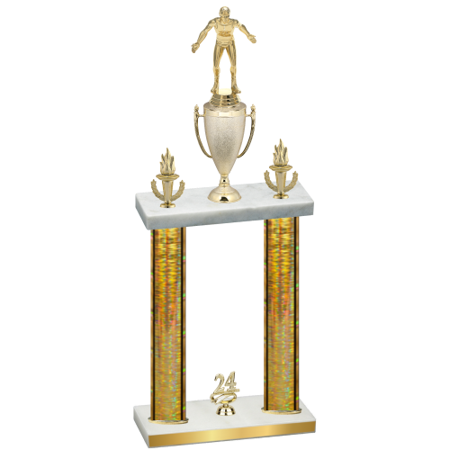 Double Gold Glacier Year Wrestling Trophy