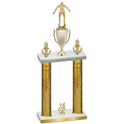 Double Gold Glacier Year Wrestling Trophy
