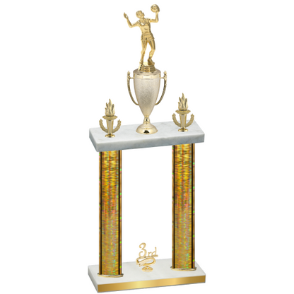 Double Gold Glacier Third Place Volleyball Trophy