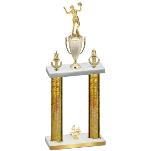 Double Gold Glacier Fourth Place Volleyball Trophy